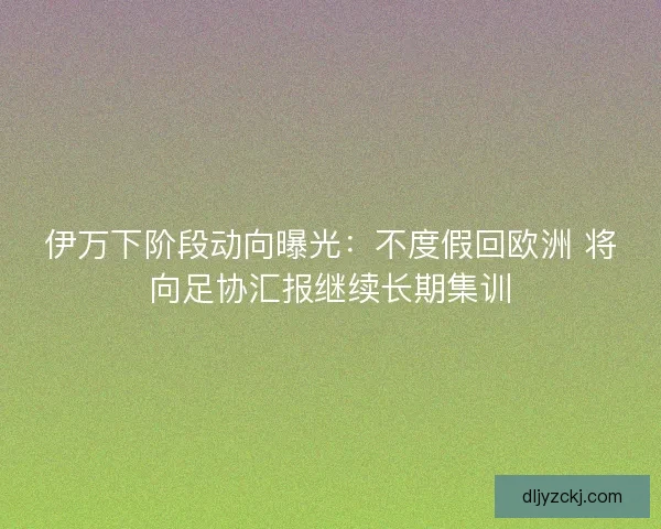 伊万下阶段动向曝光：不度假回欧洲 将向足协汇报继续长期集训